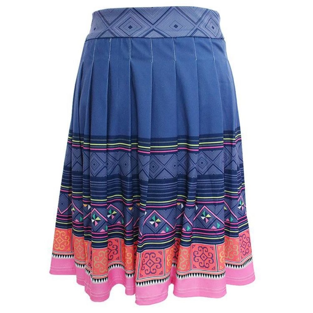 Blue & Pink Hmong Pleated Skirt